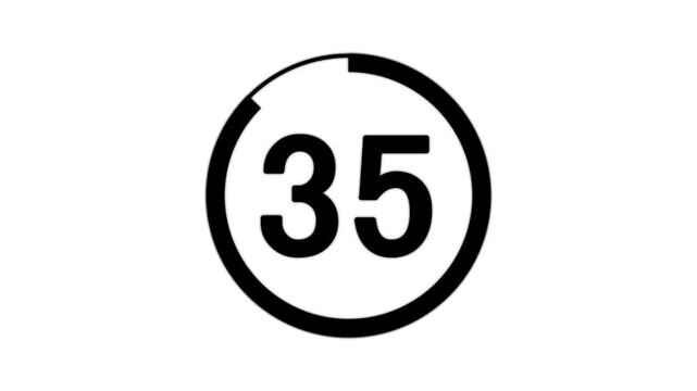 Minimal countdown timer animation from 40 to 0 seconds. Modern flat design with animation. High quality 4K video.