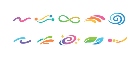 Abstract, decorative line icon set. Vibrant, artistic elements in line style collection