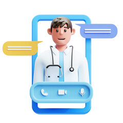 3d Illustration of Telemedicine Online Doctor Consultation App