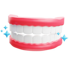 3d Illustration of Clean Shining White Teeth Whitening Dental