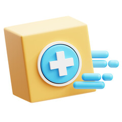 3d Illustration of Fast Medicine Delivery Medical Box