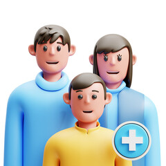 3d Illustration of Family Health Insurance Medical Care