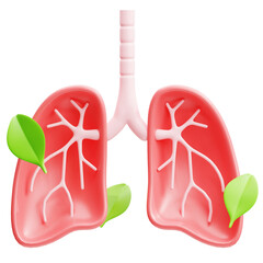 3d Illustration of Healthy Lungs Green Leaves Clean Air Medical Icon