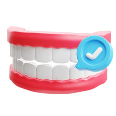 3d Illustration of Healthy Teeth Checkmark Dental Success