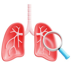 3d Illustration of Lungs Medical Checkup Magnifying Glass