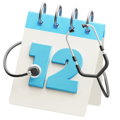 3d Illustration of Medical Appointment Calendar Stethoscope