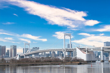お台場のレインボーブリッジと芝浦のオフィスビル