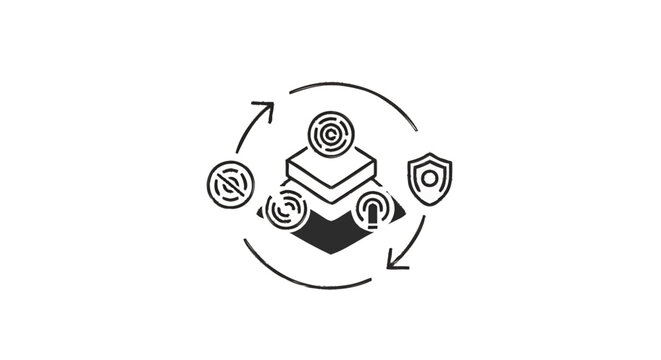 Abstract concept of data security and protection layers.