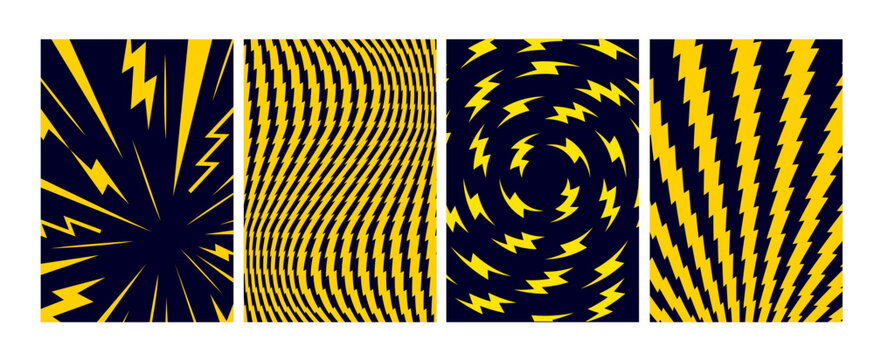 Thunder Bolt Comic Backgrounds. Energy Lightning Electric Line Pattern. Flash Speed Power Effect. Vector Abstract Comic Zig Zag Thunderbolt Texture.