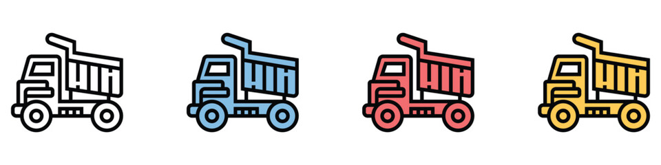 Colorful dump truck icons in different colors for various uses © MOHAMMADSHARIFUL