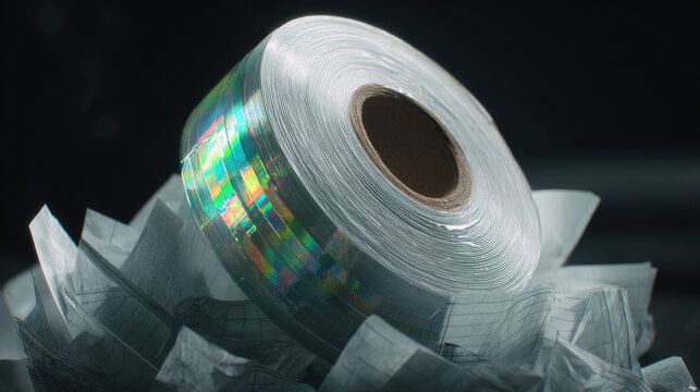 Ballot box tamper seal roll with holographic security pattern provides protection for election documents and ensures integrity in voting processes under controlled lighting