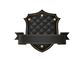 Obraz premium Sophisticated Quilted Black Shield with Gold Accents and Customizable Banner for Luxury Design