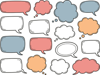 Fototapeta premium Collection of various colorful speech bubbles on a white background