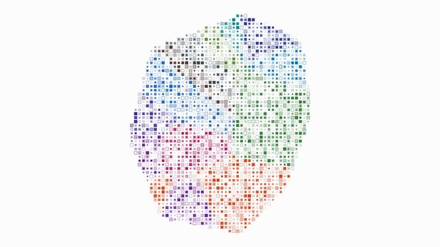 Nauru animated country shape. Pulsating colored dots on the map of the country. Small size square blocks. Digital style Nauru map on white background. Creative animation video.