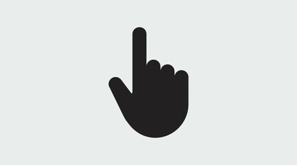 Obraz premium Black hand cursor icon pointing up with index finger isolated on light background, ideal for user interface design, web navigation buttons and interactive digital presentations