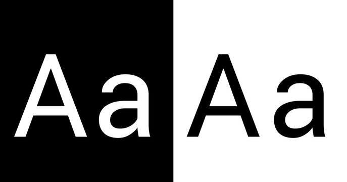 Upper and Lowercase A Letter Typography Design in Black and White Split Background
