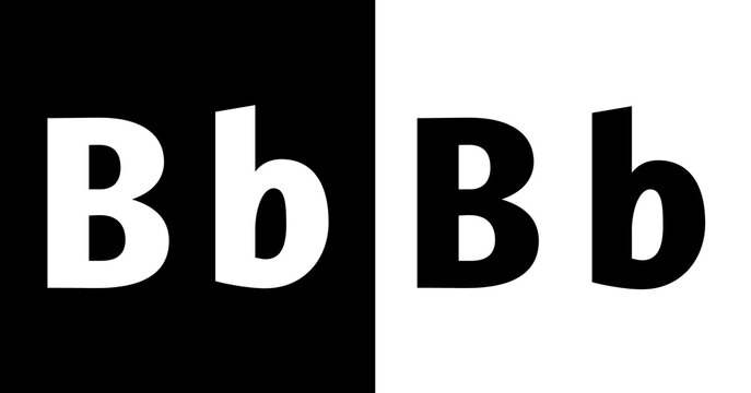 Upper and Lowercase B Letter Typography Design with Black and White for Branding, Education, Logo Design and Graphic Design