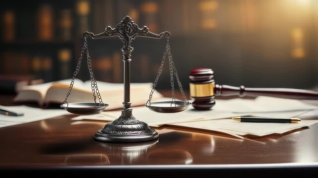 scales of justice and books
