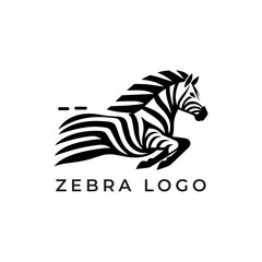Abstract Zebra Logo Vector Design with Geometric Stripe Lines and Modern Jumping Silhouette for Creative Corporate Identity Professional Branding Mascot and Dynamic Nature Wildlife Business Icon