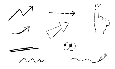 鉛筆で描いたような手描きの強調パーツセット