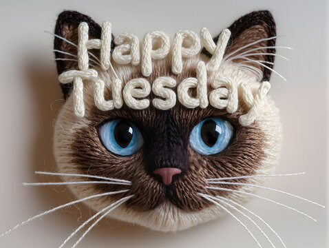 Focused Elegance &ndash; Happy Tuesday Crochet Siamese Cat Portrait