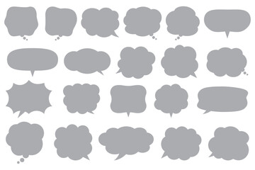 【 吹き出し口移動可能 】汎用性の高いシンプルなグレーのベクター吹き出し