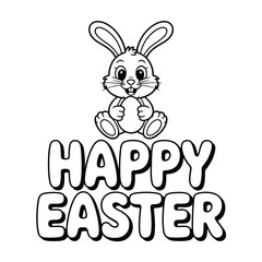 A cute cartoon bunny sits above the words 