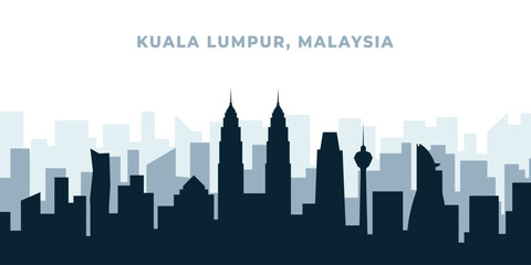 Fototapeta premium Black silhouette sketch of Kuala lumpur malaysia city skyline illustration design
