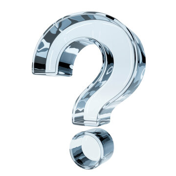 Shiny silver question mark on white background metal isolated on a transparent background