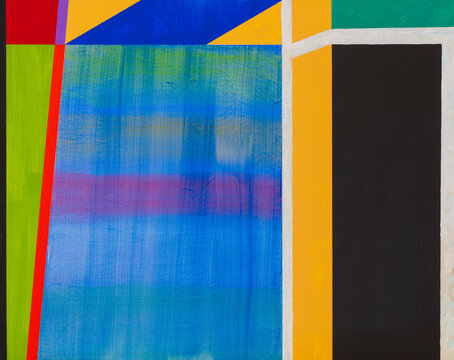 Colorful Abstract Painting Featuring Vibrant Geometric Shapes