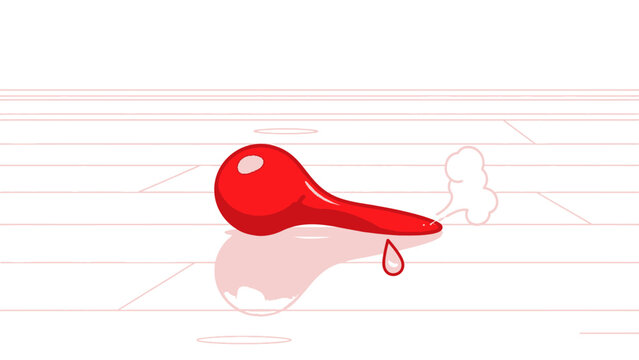 Red Enema Bulb Syringe with Liquid.