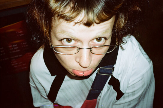 Young Person With Unique Style make a funny face 