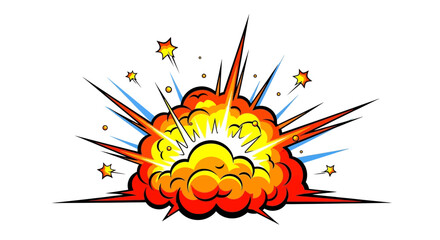 Vibrant comic book style explosion with dynamic orange and yellow burst © Cendol