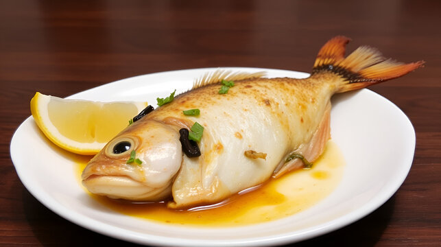 Homemade fried lamprey fish with marinade.