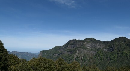 Fototapeta premium Rocky Mountain Cliff Landscape in Alishan, Taiwan