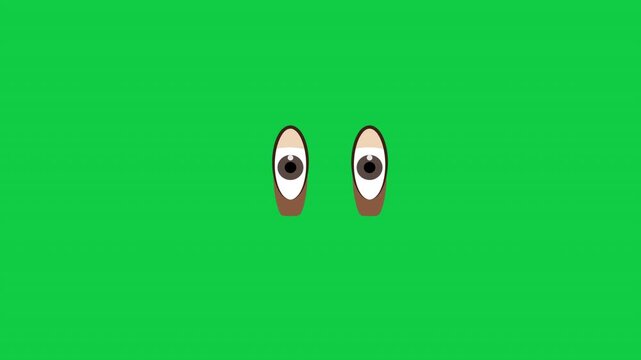 Cartoon animation of blinking eyes, playful and expressive design for creative, entertainment, and digital projects in green screen background