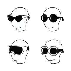 Sunglasses eyewear icon set, fashion accessory and summer style concept, clean silhouette style
