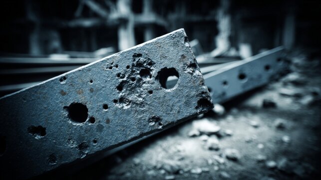 Heavily Oxidized and Buckled Steel Beams Showing Significant Corrosion and Structural Damage
