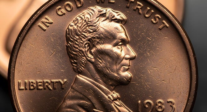 Detailed macro view of a vintage currency piece