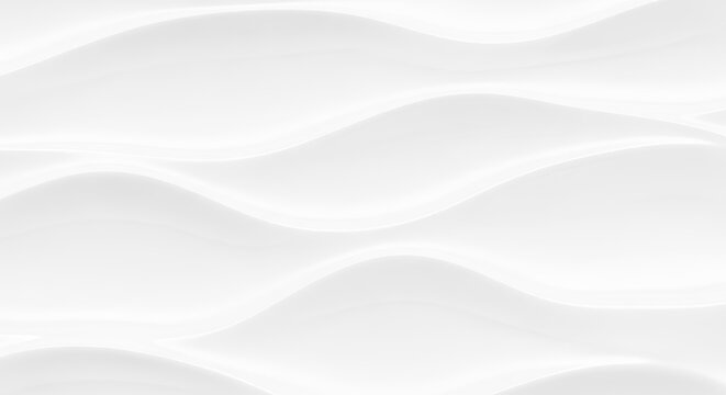 Abstract smooth flowing white waves creating a serene and minimalist background texture