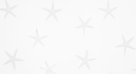 Obraz premium Minimalist pattern of delicate white starfish scattered across a clean bright background
