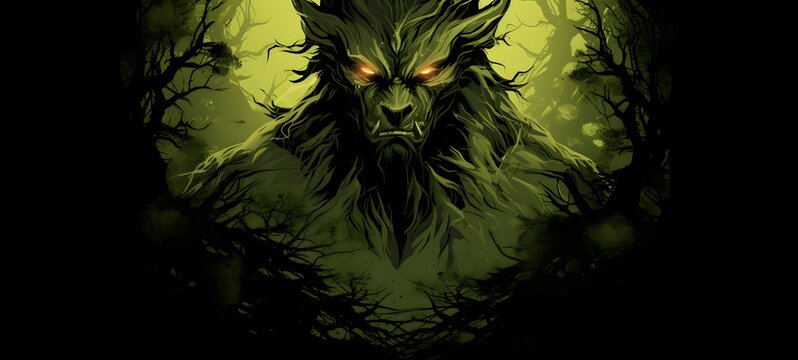 lycan dryad vector illustration t-shirt design,generative AI