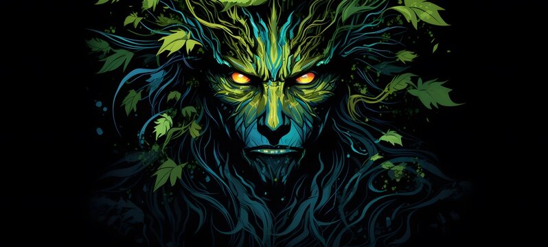lycan dryad vector illustration t-shirt design,generative AI