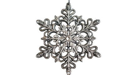 Snowflake ornament silver background isolated on a Transparent background, PNG file.