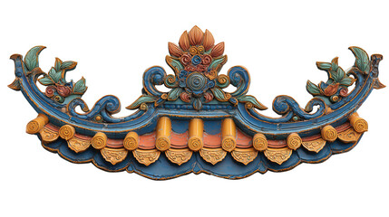 Temple roof ornament background isolated on a Transparent background, PNG file.