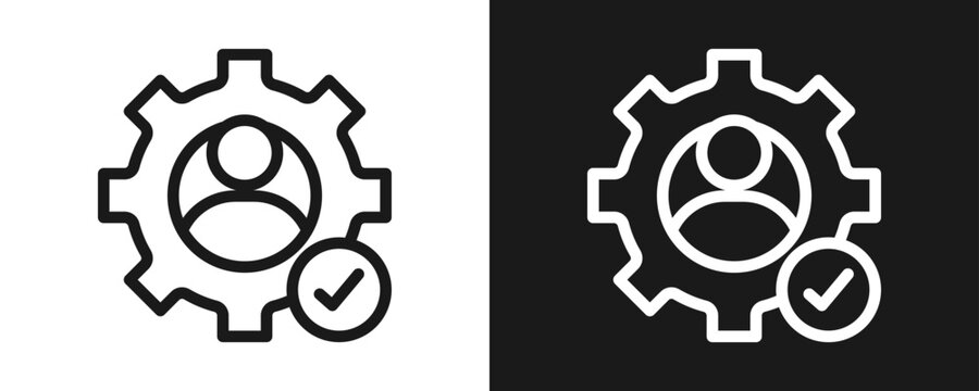 Competency Icon Set Outline In White And Black Background