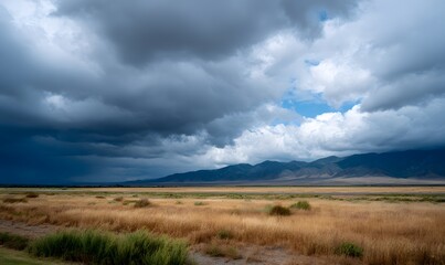 Fototapeta premium dark storm clouds coming in over the vast open plains