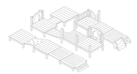 wooden bridge sections modular bridge parts wooden planks.