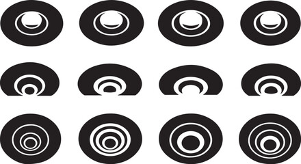 Black and White Abstract Circular Design Elements Pattern