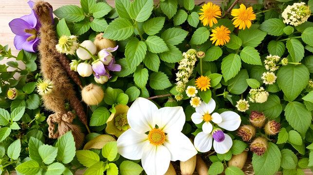 Collection of edible and medicinal plants